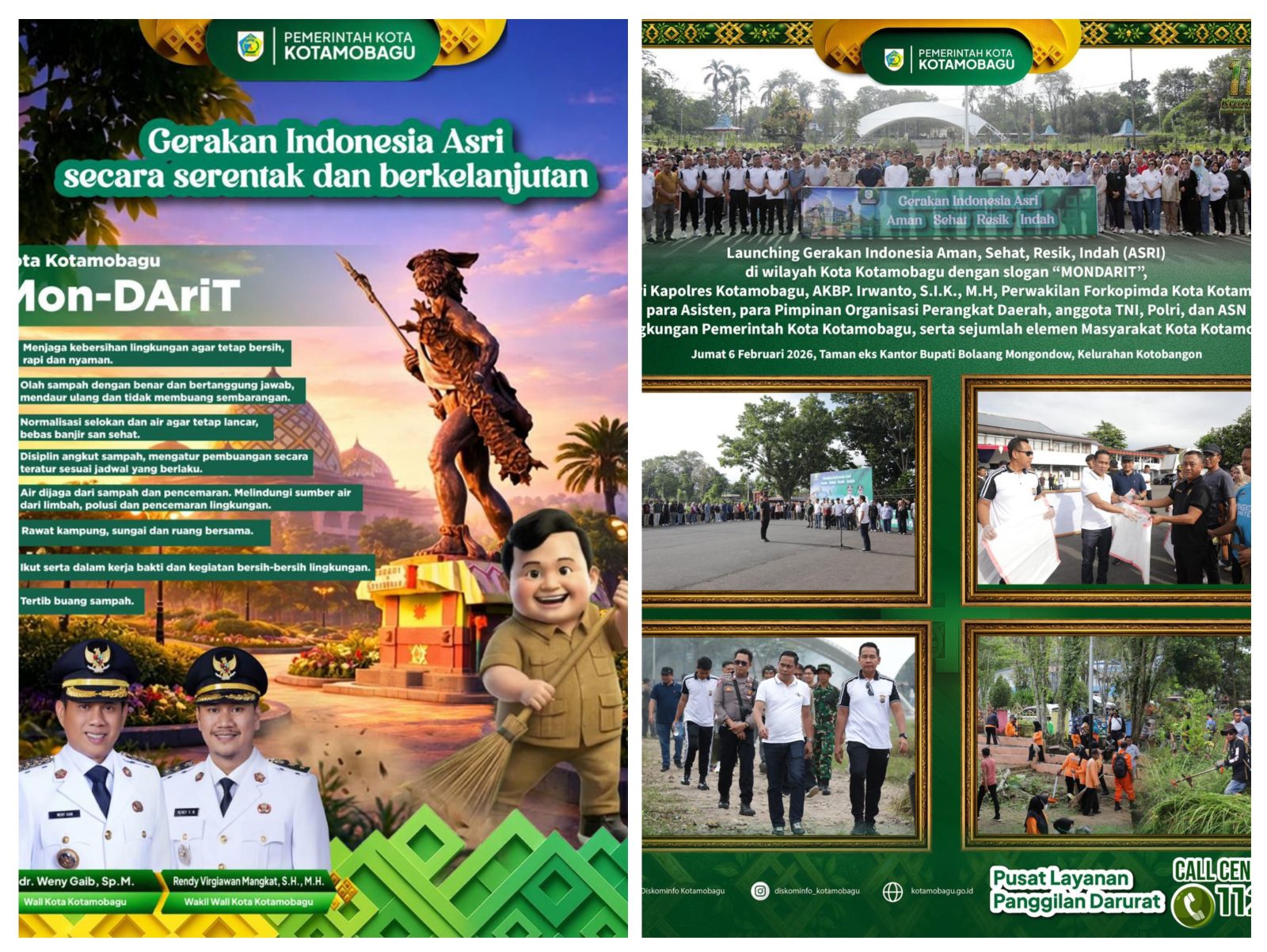 Dukung Arahan Presiden, Pemkot Kotamobagu Gelar Kerja Bakti Massal